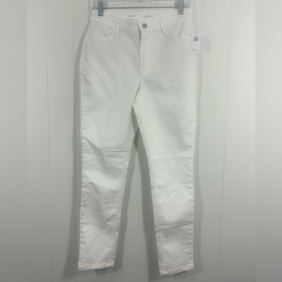 NWT Old Navy Jeans Womens Sz 4 White Super Skinny High Rise Denim Stretch - Picture 1 of 11
